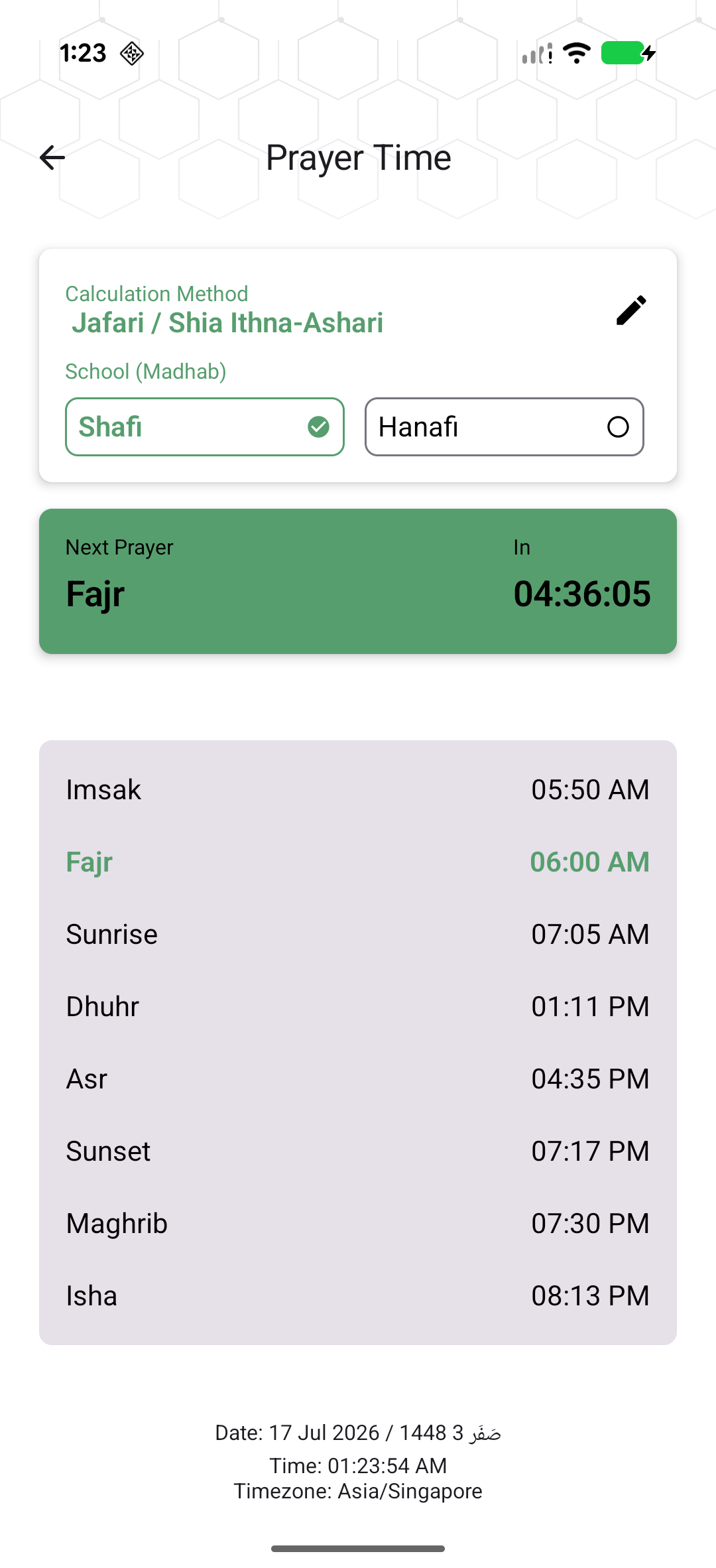Android prayer times