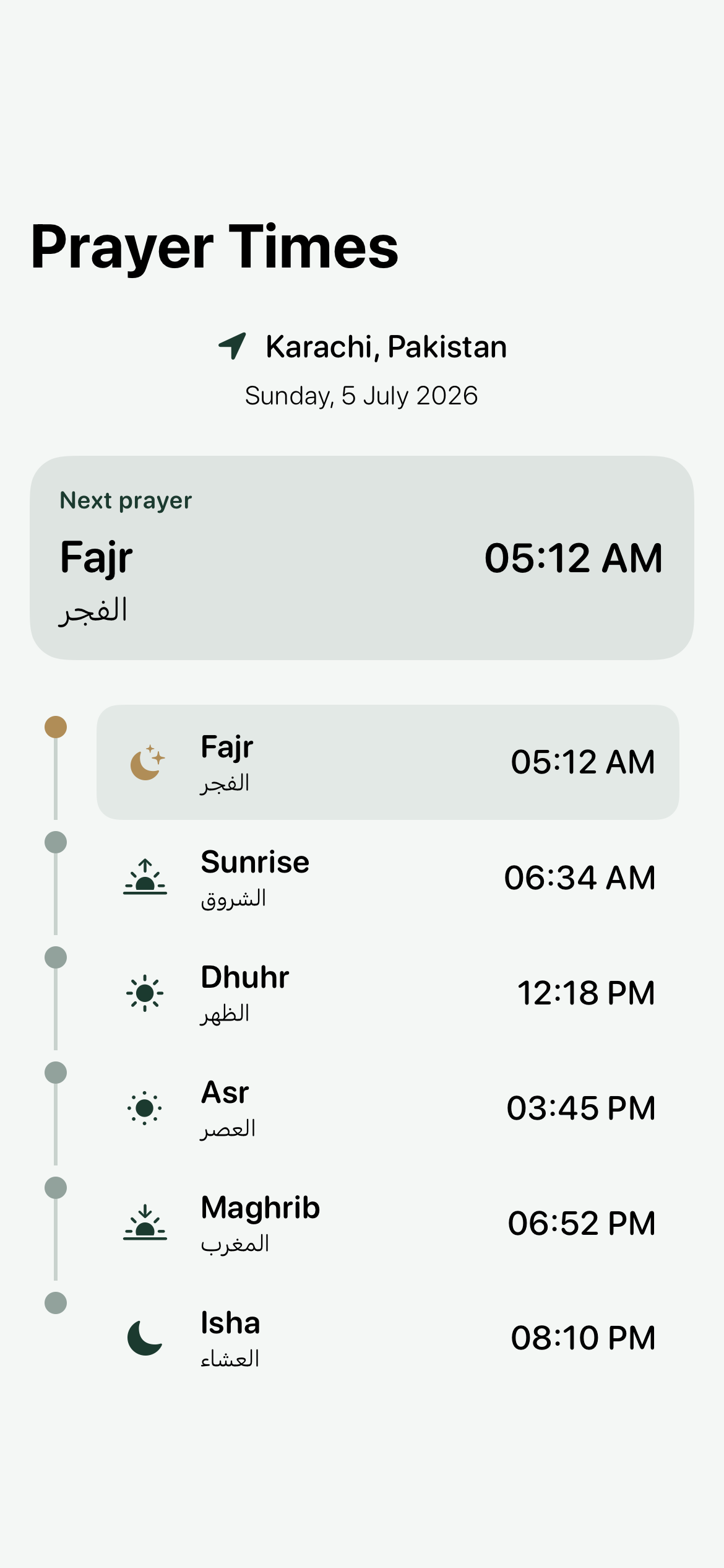 iOS prayer times
