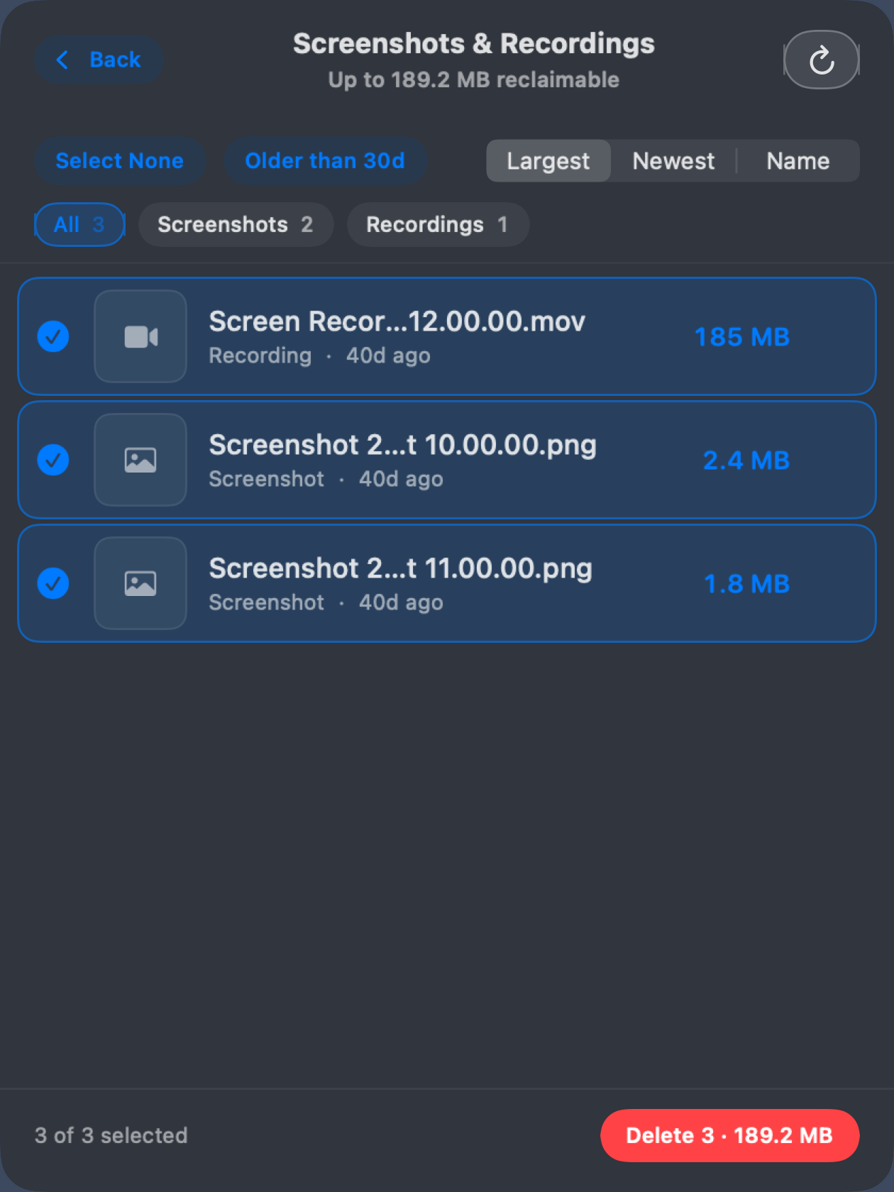 SpaceBar screenshots and recordings browser